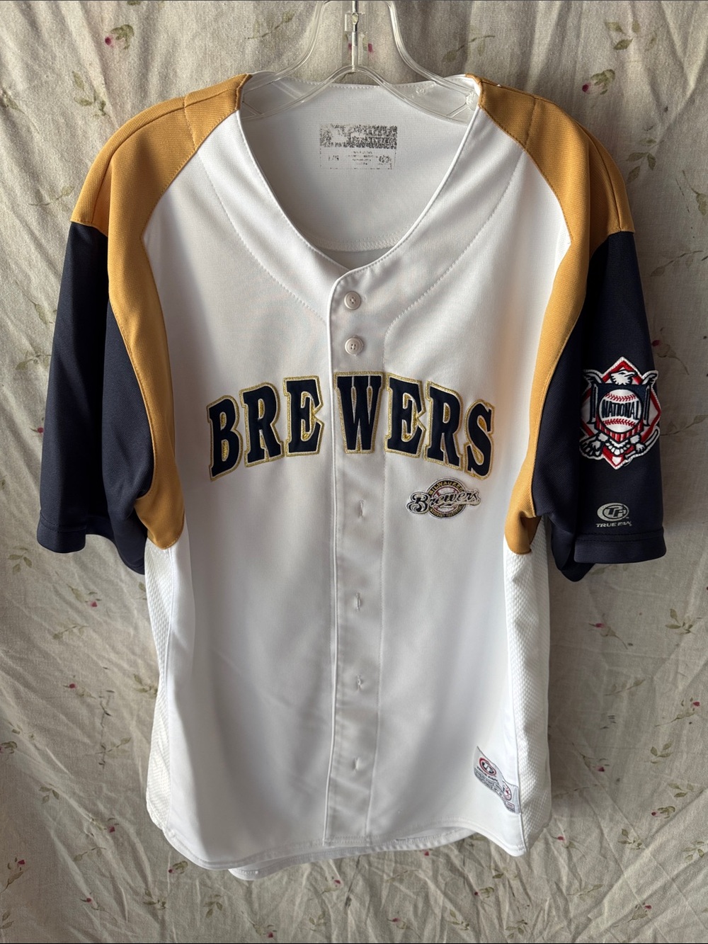 Brewers Men's White and Gold Team Baseball Jersey